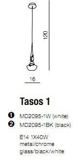 Lampa Azzardo Tasos 1 MD2095-1W Biały